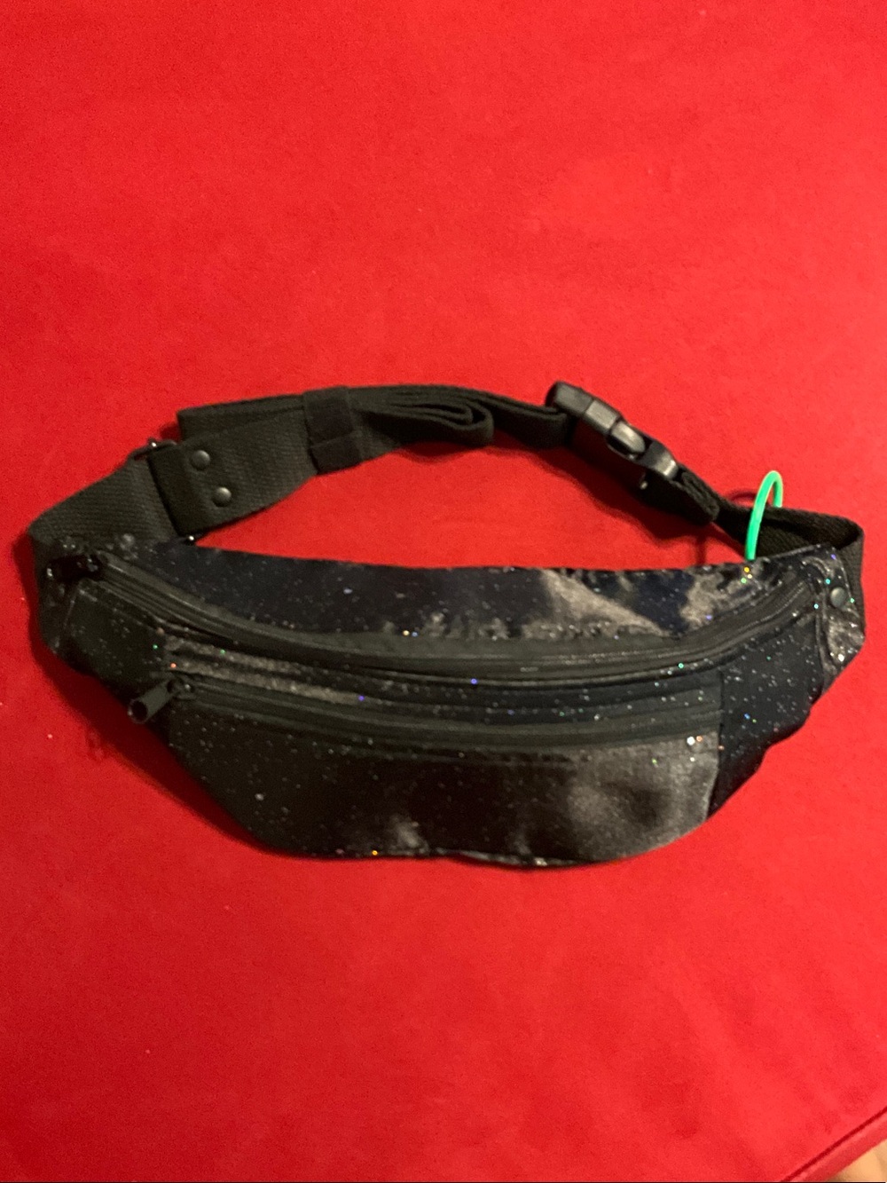 Black with Silver Glitter Waist Bag - Unbranded